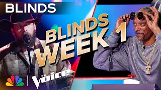 JawDropping Blind Auditions from Week 1  The Voice  NBC [upl. by Eisned]