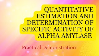 Quantitative Estimation And Determination of Specific Activity of Alpha Amylase  Demonstration [upl. by Ecydnac]