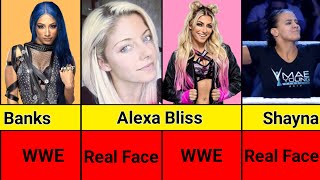 WWE Women Wrestlers Real Face Vs WWE Face [upl. by Tiram]