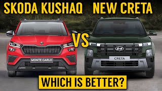 Creta 2024 Vs Skoda Kushaq  Detailed Comparison  New Hyundai Creta Facelift VS Skoda Kushaq 2024 [upl. by Levine]