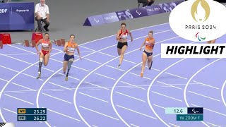 Para Athletics  Womens 200m T64 Final Highlights Alkemade Sets New Paralympic Record To Win Gold [upl. by Portwin]