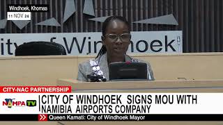 City of Windhoek signs MOU with Namibia Airports company [upl. by Esinahs]