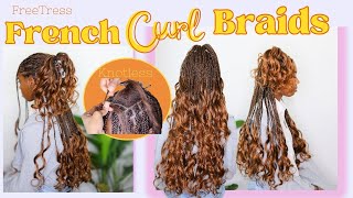 Knotless French Curl Braids Tutorial  Detailed Beginners Guide to Feed In Knotless Braids [upl. by Drake]