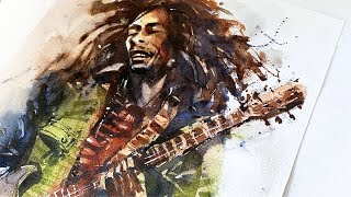 Bob Marley Watercolor Painting  The Legend Lives On [upl. by Earej]