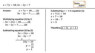 Class IX amp X Solving linear equations equating coefficients  elimination method [upl. by Acirt]