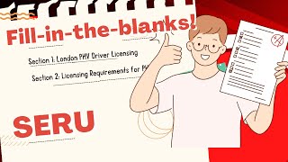 Fill in the blanks SERU Tfl practice questions  London PHV Driver Licensing  requirements for PHVs [upl. by Puritan814]