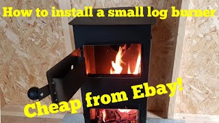 How to install a Log Burner in a Shed Ebay log burner multi fuel stove workshop heater [upl. by Sivraj]