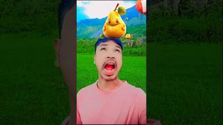 Orange nashpati fruit eating challenge 😛🍓 shorts shortvideo funny comedy [upl. by Galliett]