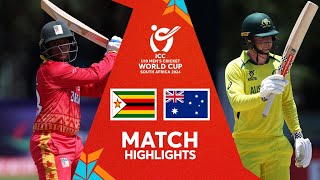 Zimbabwe v Australia  Match Highlights  U19 CWC 2024 [upl. by Aisemaj657]