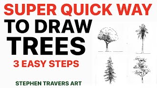 Draw a Real Looking Tree in 3 Minutes  3 Easy Steps [upl. by Einniw]