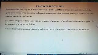 Transverse Myelitis in Hindi [upl. by Elaweda687]