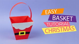 Origami Paper Christmas Basket Craft Easy StepbyStep Guide for Beginners [upl. by Eenat]