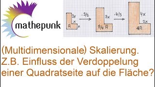 Multidimensionale Skalierung ZB Einfluss der Verdoppelung einer Quadratseite auf die Fläche [upl. by Atteiluj630]