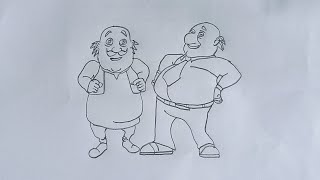 How to Draw Motu Patlu Cartoon  Motu Patlu Drawing  Pencil Drawing  Easy Drawing [upl. by Ahtoelc]