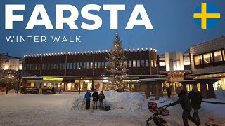 Walking in the snow  Stockholm 4K  Farsta Centrum 640 [upl. by Jordon]