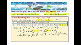 Find Polynomial Cubic Equation with Given Conjugate Complex Roots and a Point on Curve [upl. by Dnomder]