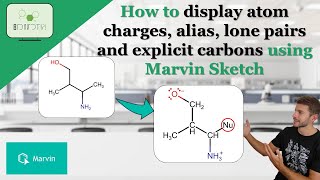 How to display atom charges alias lone pairs and explicit carbons using Marvin Sketch chemistry [upl. by Oriana143]