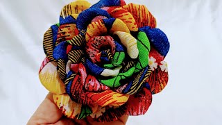 rosa de chita de fuxico como fazer flor de chitaflores de tecido artesanato diyflower [upl. by Melan]