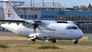 Chalair Aviation ATR 42500 take off at St Etienne Loire Airport EBULFMH [upl. by Arlyn]