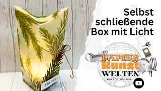 Selbstschließende Box mit Licht basteln Stampin Up Anleitung DIY Tutorial Hop PapierKunstWelten [upl. by Towney]