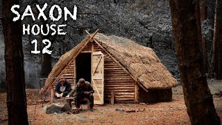 Building a Thatch Roof House with Hand Tools Bushcraft Saxon Shelter PART 12 [upl. by Zonda]