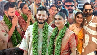 Sushin Shyam Wedding at Temple  Fahad Fasil  Nazriya  Jayaram and Family [upl. by Thamos]