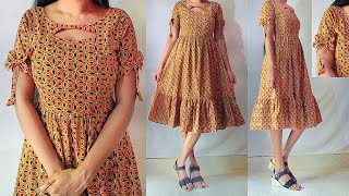 Casual wear cotton kurti dress cutting amp stitching Step by Step  kurti dress stitching  kannada [upl. by Nawak828]