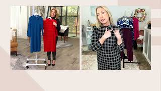 Susan Graver Printed Supreme Knit MockNeck Dress w Button Trim on QVC [upl. by Rockel]