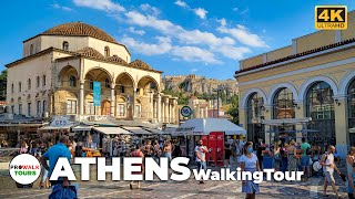 Athens Greece Walking Tour  4K  with Captions amp Binaural Audio [upl. by Breena]