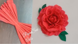 Giant Crepe paper flower for room decoration Flores de papel crêpe Rose Tutorial DIYPaperSai arts [upl. by Loveridge459]