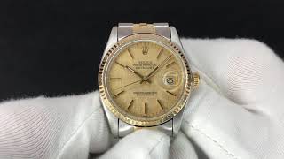 Rolex 16013 Datejust 1987 Linen Dial 18k Gold  SS [upl. by Medwin]