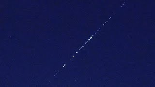 SpaceX Starlink Satellites Train seen from Poland March 5 2021  205 hours after launch [upl. by Autrey]