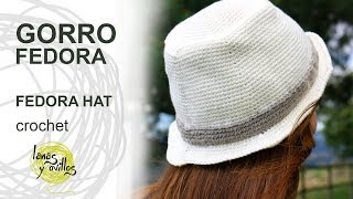 Tutorial Gorro Fedora Unisex Crochet o Ganchillo Hat English Subtitles [upl. by Cirone]