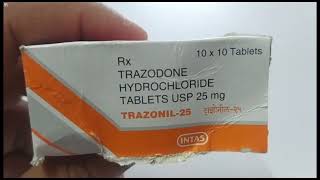 TRAZONIL 25 Tablet  TRAZODONE HYDROCHLORIDE Tablets  TRAZONIL 25mg Tablet Uses Side effects Dosage [upl. by Saimerej]