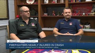 South Hill firefighters nearly injured in crash off I85 [upl. by Ahsilet]