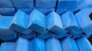 40 Blue Blocks Homemade  Crumble and Water crush  Satisfying 🟦🟦🟦 [upl. by Marva49]