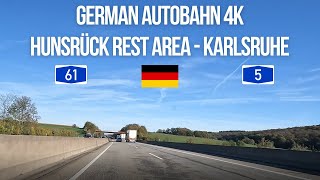 Driving on Autobahn in Germany from Hunsrück rest area to Karlsruhe [upl. by Anoniw570]