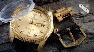 Restoration of a Gold Rolex DayDate  Smashed and Drenched [upl. by Tterrag]