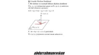 26 Analitik Geometri  DÜZLEM  Bir Noktası ve Normali Bilinen Düzlem Denklemi [upl. by Alby]