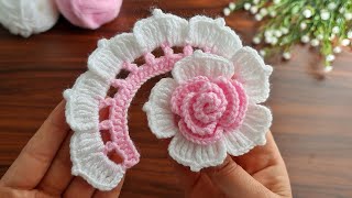 3D⚡💯Wow Amazing💯👌How to make eyecatching flower crochet Super easy crochet rose flower making [upl. by Territus552]