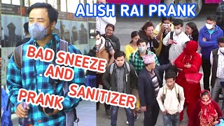 nepali prank  bad sneeze and sanitizer prank social awareness video  alish rai new prank [upl. by Pavlov318]