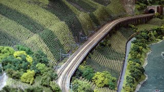 N Scale Layout of the Moselle Valley Railway in Germany by Fleischmann Model Trains [upl. by Annoik]