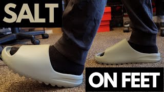 Yeezy Slide Salt Unboxing  On Feet [upl. by Madai]