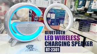 BLUETOOTH LED WIRELESS CHARGING SPEAKER UNBOXING  BT2301  3 in 1 [upl. by Lilybelle]