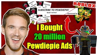 I BUY PewDiePie 20 MILLION ROBLOX ADVERTISEMENTS BEATING TSeries  Linkmon99 ROBLOX [upl. by Katherina]