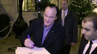 Legendary director Quentin Tarantino share some love with his fans in Paris [upl. by Betteanne570]