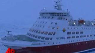 Raw Video Ships Stuck in Ice in Baltic Sea [upl. by Belinda890]