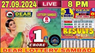 Lottery live 8pm Lottery Sambad live Nagaland lottery live Dear today result 27092024 Lottery Live [upl. by Akenahc]