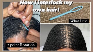 INTERLOCKING 2 Point Rotation How I do it and what I use interlocking micro locs braidlocs [upl. by Elsey18]