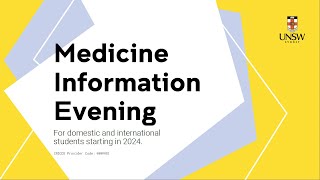 UNSW Medicine Information Evening 2023 [upl. by Krever879]